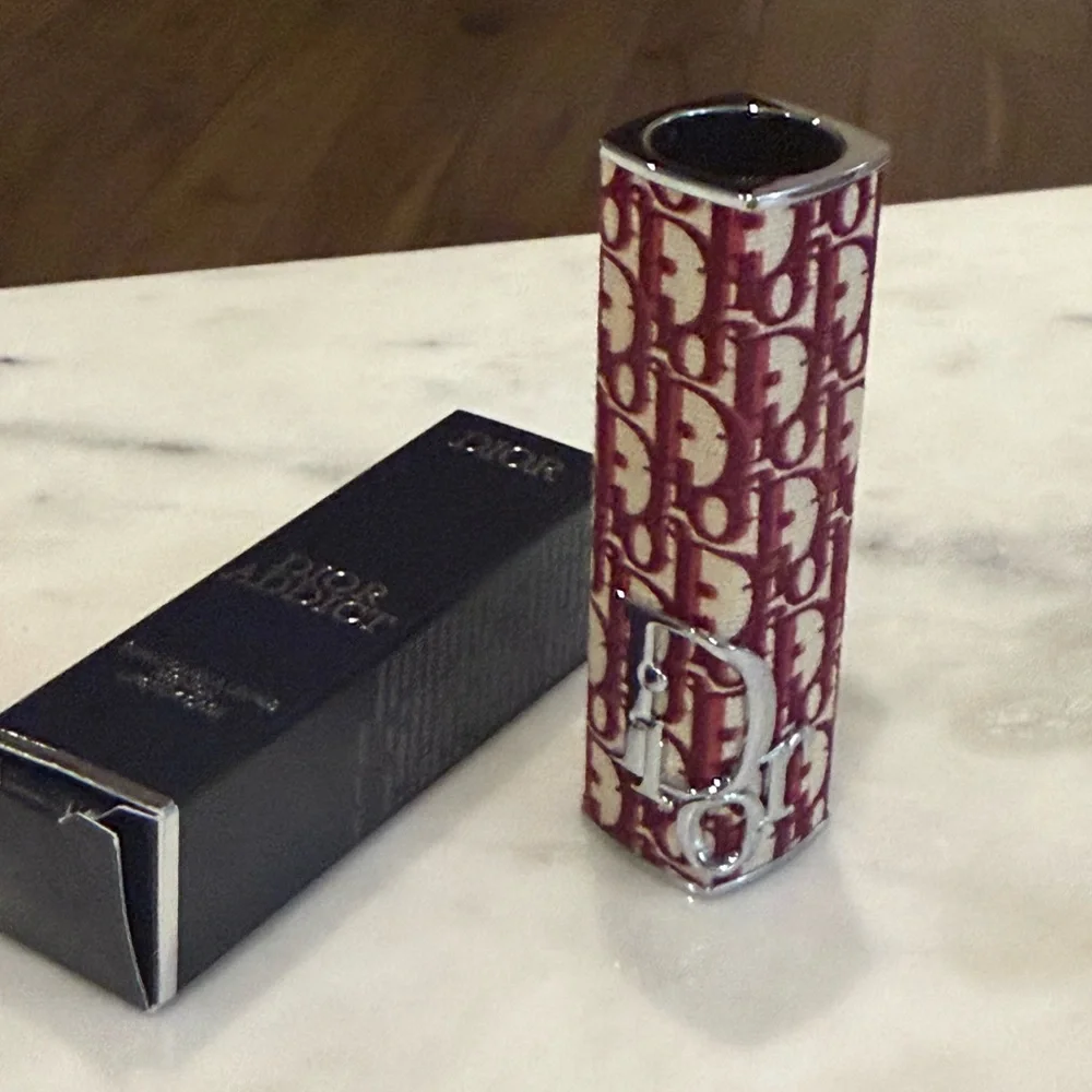 Dior Addict Collectors Signature Monogram Lipstick Case, Brick Red and Cream.